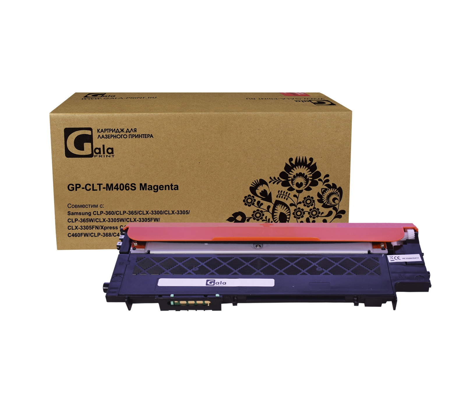 Картридж GP-CLT-M406S для принтеров Samsung CLP-360/CLP-365/CLX-3300/CLX-3305/CLP-365W/CLX-3305W/CLX-3305FW/CLX-3305FN/Xpress C410/C410w/C460W/C460FW/CLP-368/C410/C460 Magenta 1000 копий GalaPrint