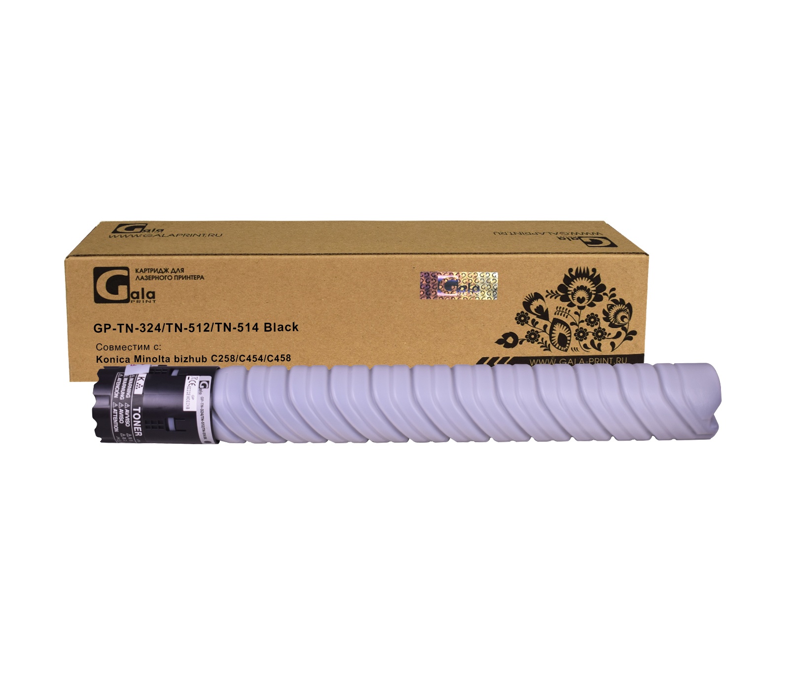 Тонер-туба GP-TN-324/TN-512/TN-514 для принтеров Konica Minolta bizhub C258/C454/C458 Black 28000 копий GalaPrint