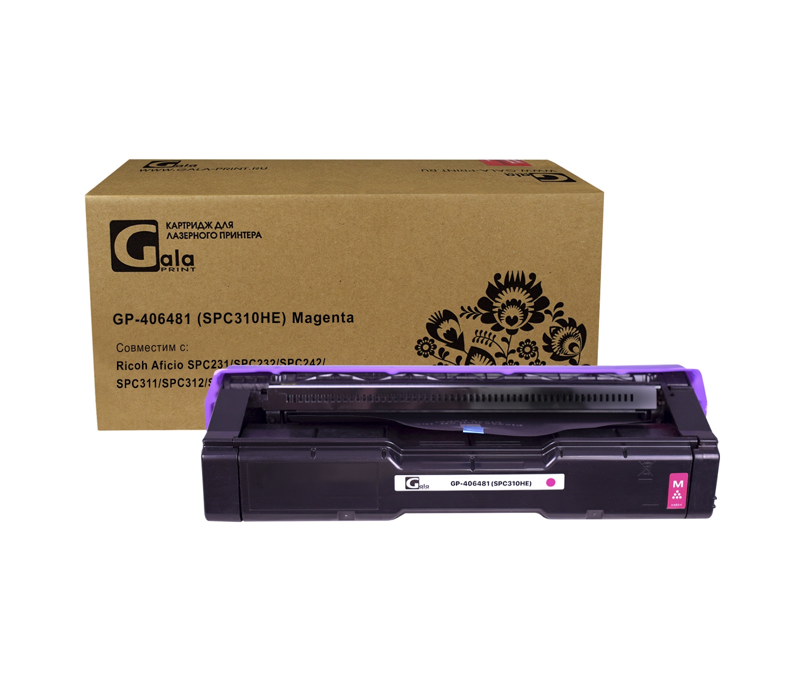 Картридж GP-406481 (SPC310HE) для принтеров Ricoh Aficio SPC231/SPC232/SPC242/SPC311/SPC312/SPC320 Magenta 6000 копий GalaPrint